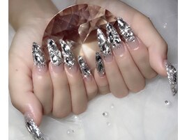 ラメグラデーション×パーツ