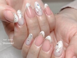 きらきらフレンチシェルネイル