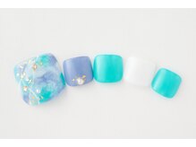 アトリエプラスエヌ(Atelier+N)/【フットネイル】タイダイブルー