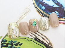 ネイルサロン ティディ(TIDY)/大人フットネイル　#シェル#ラメ