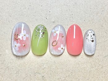 オレンジスティック/小花柄　マグネット