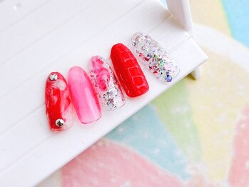 ネイルサロン&スクール ジーナ(GINA)/ギラギラピンクニュアンスネイル