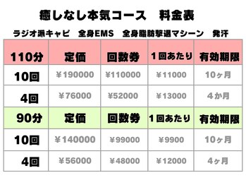 フレクシー/料金表　　痩身／痩身エステ