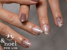 ホワイトグレー ツイードネイル