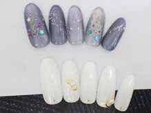 ネイルサロンセレーネ(Selene)/夜空ネイル　ホワイトネイル
