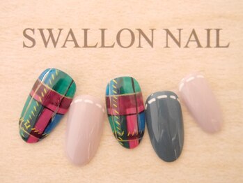 スワロンネイル(SWALLON NAIL)/冬のヴィヴィッドなチェック
