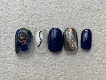 カラネイル 南森町店(calla nail)/ネイビーとシアーブラック