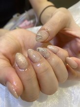 ララアンジュ(LaLa-Ange)/キラキラリボンネイル