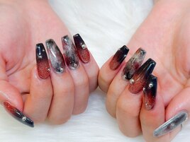 赤×黒マグネットネイル