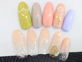 パステルカラーフラワーネイル