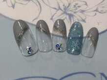 ネイルサロン リリオ(Nail Salon Ririo)/雪降る斜めフレンチネイル