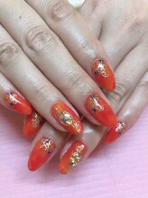 アールローズ(R-rose)/オレンジマーブルネイル￥11880