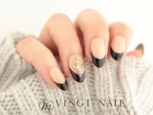 ヴァンネイル(VINGT NAIL nail&eye beauty)/【Blackフレンチ×スタッズ】
