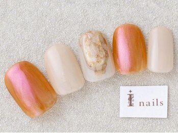 アイネイルズ 三宮店(I nails)/オレンジミラー¥6000