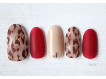 スリー 自由が丘(THREE)/レッドレオパードネイル