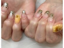 ネイルアンドアイラッシュスタジオ シュシュ(chouchou)/ひまわりネイル　夏ネイル