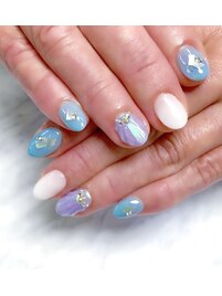 ブルーとマーメイドネイル