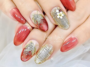 いちごマグネットチェックネイル