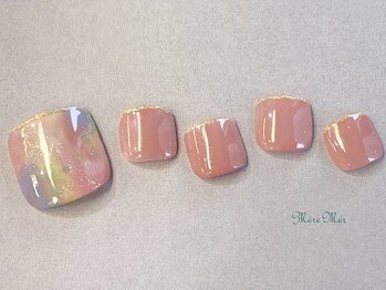 天然石風フットネイル 