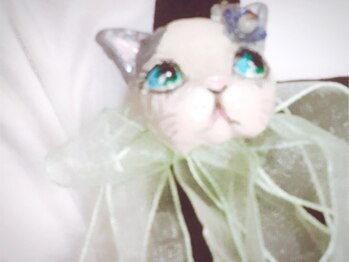 ハミングバード/猫の帯留め