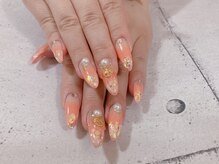 ネイル ビューティーマジック 葛西本店/オレンジグラデーションネイル