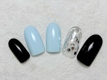 シックネイル(CHIC nail)/ライトブルー×ブラウン