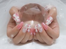クロス×花柄nail