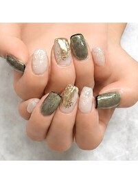 オリーブグリーン★お洒落ネイル