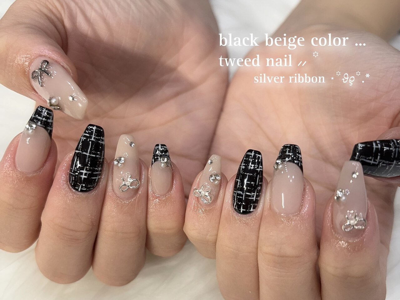 2026年冬トレンド】ブラック ツイードのネイルデザイン集｜人気順