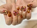ジェルネイル★紅葉×べっ甲