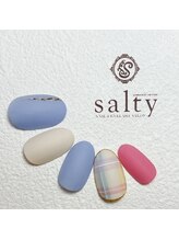 ネイルアンドアイラッシュサロン ソルティ 寺田町(salty)/チェックネイル