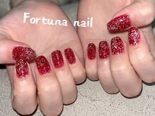 フォルトゥーナ 神田(Fortuna)/ワンホン赤いキラキラネイル