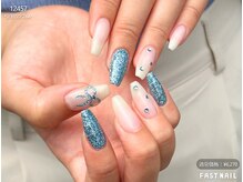 ファストネイル 銀座店(FAST NAIL)/ぶっくりリボン×ブルーネイル