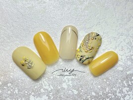 マスタード/ペイズリー柄/手描き