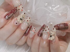 ハート×チェックネイル