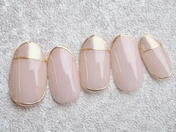 カトルナフ(quatre fois neuf)/くすみピンクの細フレンチネイル