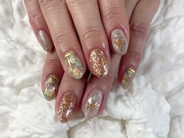 （遠藤）秋色　大理石ネイル