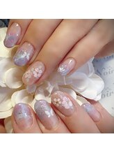 ヘアー ユニバース(HAIR UИIVERS)/極みベージュ+マーブル+桜&蝶々