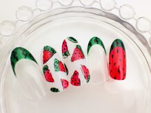 ネイルサロン あかねいろ/春夏 フルーツ スイカ　手描き