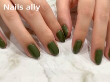 ネイルズアリー 立川店(Nails ally)/ワンカラー×カーキ