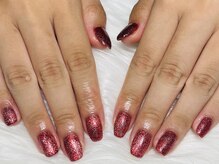 マハロ(MAHALO)/赤マグネットとフラッシュネイル