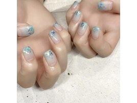 ブルーグラデ×ラメ