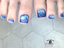 ネイルエイト 新百合ヶ丘(nail8)/夏フット　水光マグネットネイル