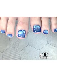 夏フット　水光マグネットネイル