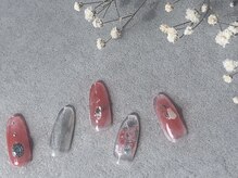 ドレス ネイルアンドアイラッシュ 三国(Dress)/オレンジカラー＆シルバー nail