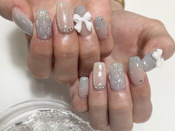 アイネイルズ 渋谷店(I nails)/【Yuki.f】ワンホンリボングレー