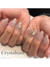 クリスタルネイル ボンベルタ橘店(CRYSTAL NAIL)/ワンカラー×ストーン