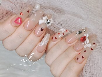 イル 神戸店/ハート×リボンネイル