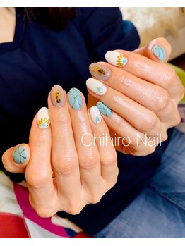 チヒロネイル/ターコイズ柄ネイル