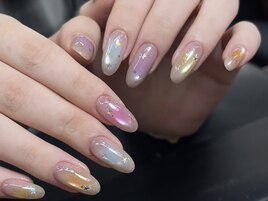 春のカラフルチークネイル